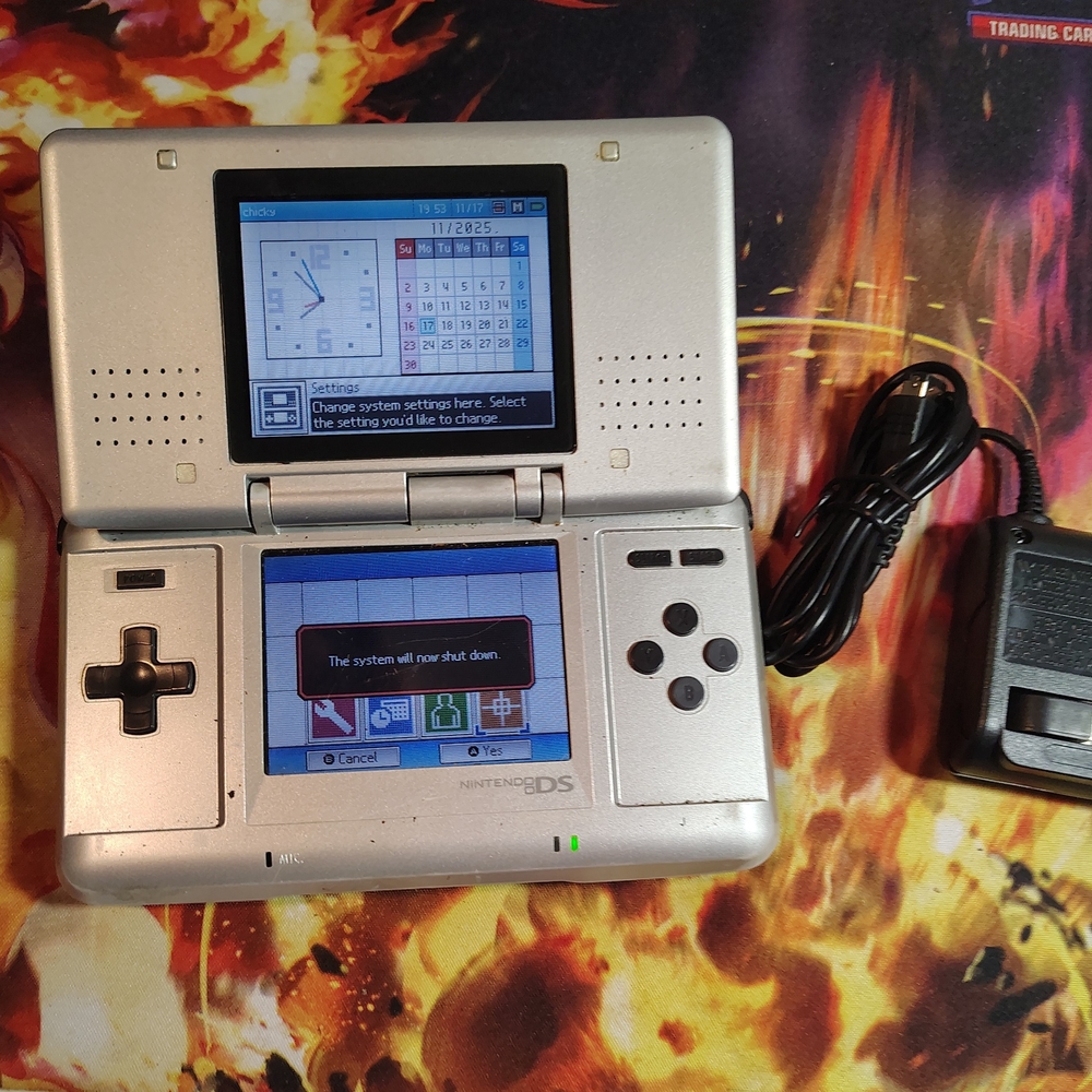 Nintendo DS Original Console NTR-001 with Charger Titanium Silver - Tested Works